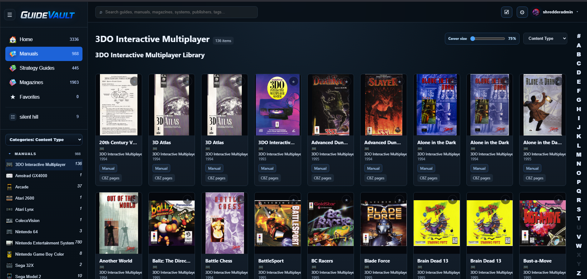 GuideVault library interface screenshot