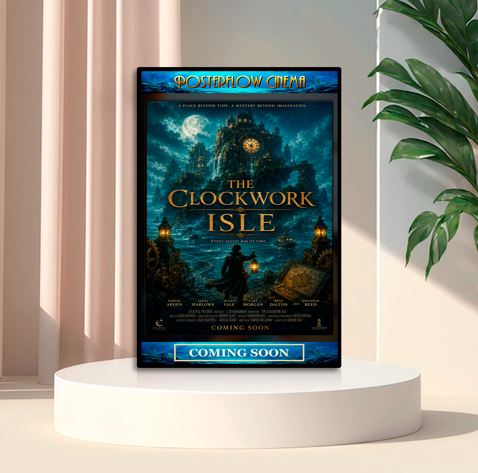 PosterFlow Cinema aquatic poster display mockup