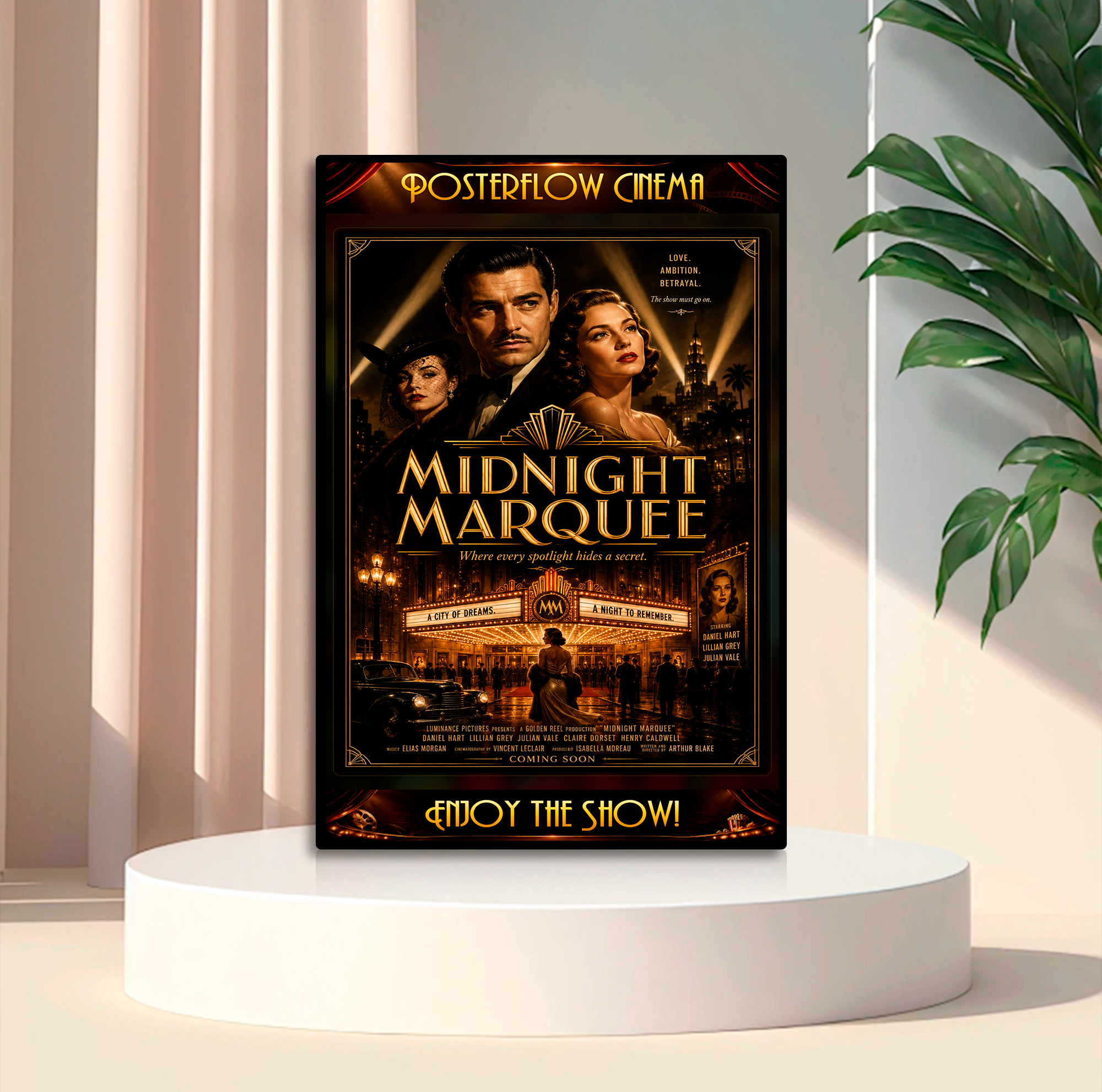 PosterFlow Cinema classic poster display mockup